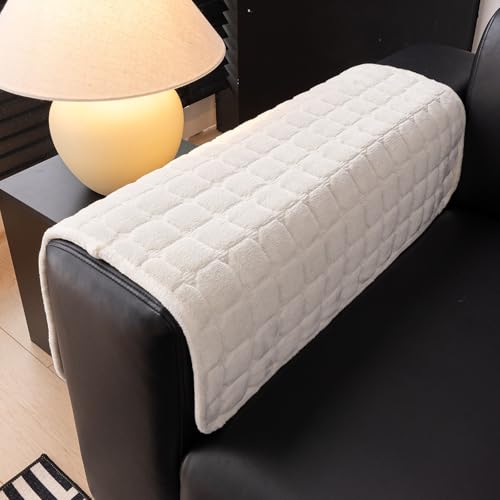 Sectional Velvet Couch Covers for 1 Seat (Beige White / 1PC/35.4"x35.4"/Backrest & Single)