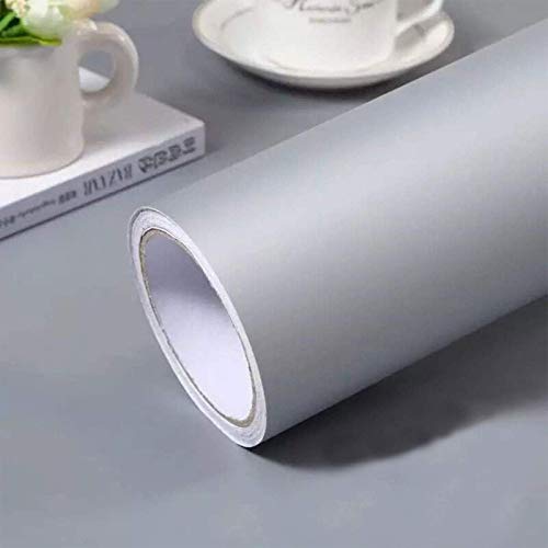 Gray Self Adhesive Wallpaper Film Stick Paper Easy to Apply (Gray / 15.7" x 118")