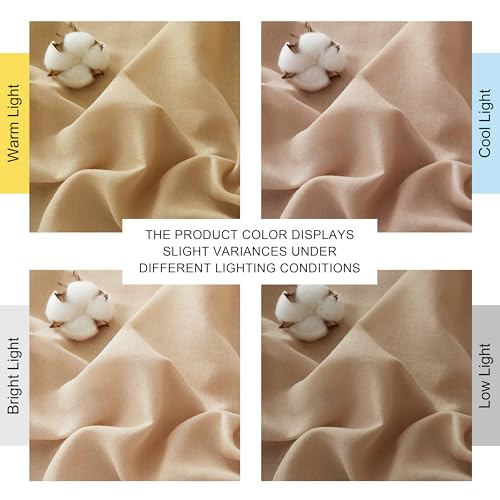 Camel Linen Window Curtains 84 inches Long (Camel / 55"W x 84"L (Pack of 2))