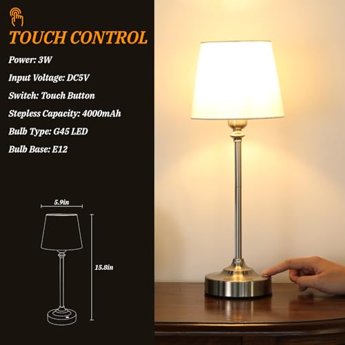 Cordless Table Lamp Rechargeable Silver (White - Silver)