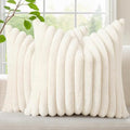 Fall Faux Fur Throw Pillow Covers 12x12 Set of 2 Cream White (Cream White / 12" x 12" (Pack of 2))
