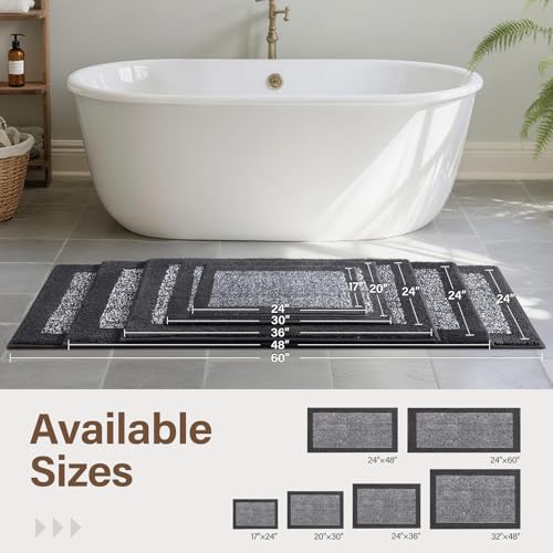 48x32 Bathroom Rugs Non Slip Washable (Dark Grey / 2'8" x 4' (Rectangular))