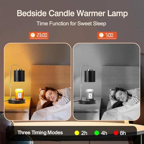 Dimmable Candle Warmer Lamp with Timer (Black Gold)