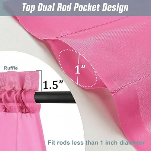 Sheer Curtains 63 Inch Length 2 Panels (42"W x 63"L (Pack of 2) / Hot Pink)