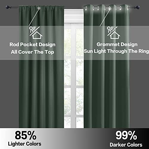 Large Blackout Curtains for Bedroom Living Room 84 inches Long (Dark Green / 70"W x 84"L (Pack of 2))