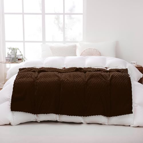 Brown Throw Blanket 50"×60" inches Fuzzy 3D Jacquard Decorative (Brown / 50"×60”)