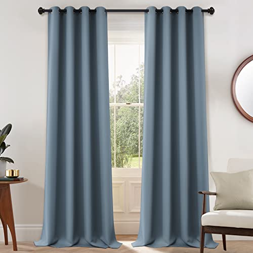 Room Darkening Curtains 52x108 inch Length Stone Blue (Stone Blue / 52"W x 108"L (Pack of 2))