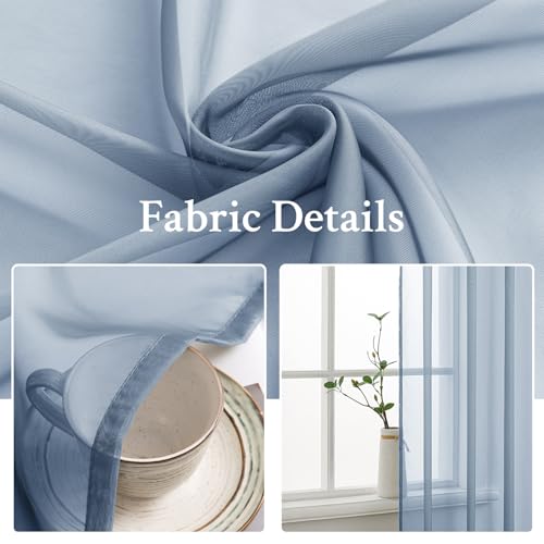 Dusty Blue Sheer Curtains 54 X 90 Inches (Dusty Blue / 54"W x 90"L (Pack of 2))