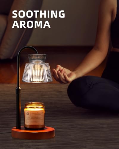 Candle Warmer Lamp with Timer &Dimmable Wax Melt Warmer for Scented Jar Candles (Black-Glass)