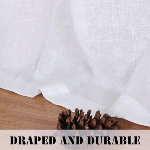 Living Room Linen Curtains Home Decorative Grommet Curtains Privacy Added Energy Saving Light Filtering Window Treatments Draperies for Bedroom (52"W x 96"L (Pack of 2) / Bright White)