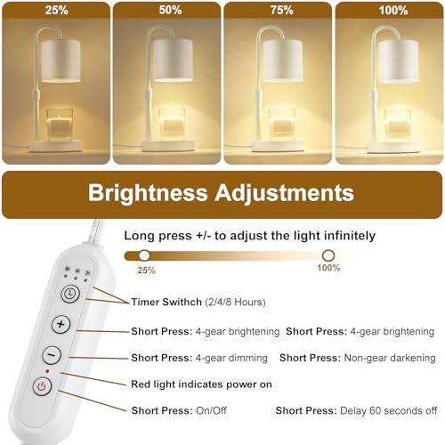 Dimmable Candle Warmer Lamp with Timer (White)