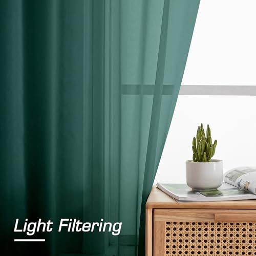 Green Sheer Curtains 72 Inches Long 2 Panels Set for Christmas Decoration (Hunter Green / 42"W x 72"L (Pack of 2))