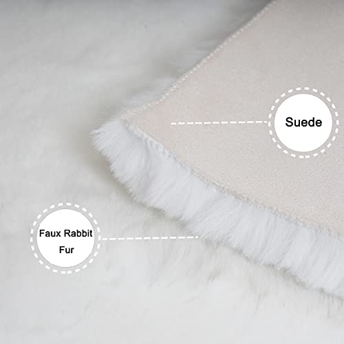 Soft Faux Sheepskin Fur Rug 4x6 White Fluffy Bedside Rug Plush Shag Nursery Rugs Carpet Area Rug for Living Room Bedroom Playing Room Decor (White / 4*6 Sheepskin)