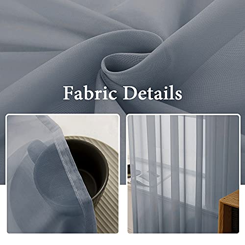 2 Panels Sheer Curtains for Living Room 54X108 Inch Dark Grey (Dark Grey / 54"W x 108"L (Pack of 2))