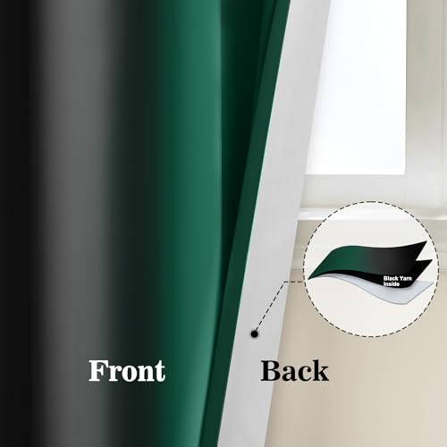 Dark Green Black Ombre Curtains 52x54Inche Long 2 (52"W x 54"L (Pack of 2) / Dark Green and Black)