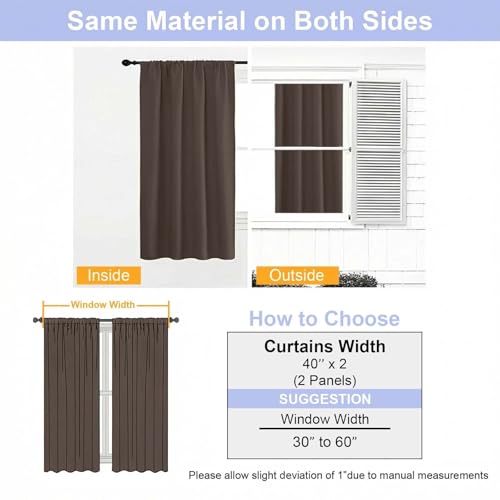 Ava Chocolate Blackout Curtains for Bedroom 84 Inch Length 2 Panels Set (Chocolate / 40"W x 84"L (Pack of 2))