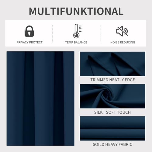 Blackout Curtains 84 Inch Length 2 Panels Set (Navy Blue / 52"W x 84"L (Pack of 2))