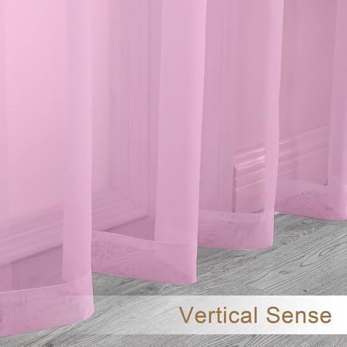 Pink Sheer Valances for Windows (Pink / 42"W x 16"L (Pack of 2))