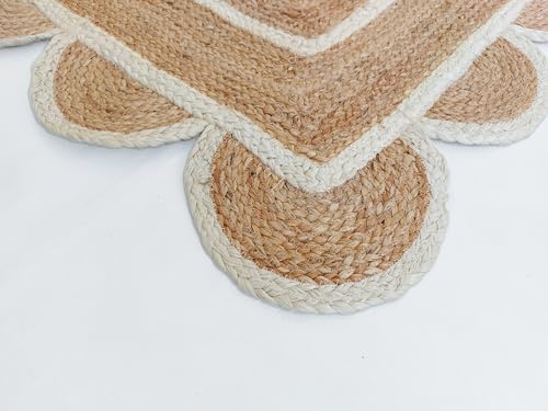 Scallop Pattern Jute Bohemian Area Rug (10'x13' (Rectangular) / Off White)