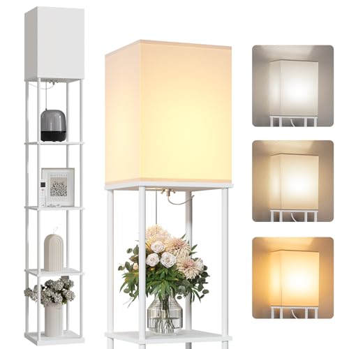 5 Tier Floor Lamp with Shelves (White / 5-Tier)