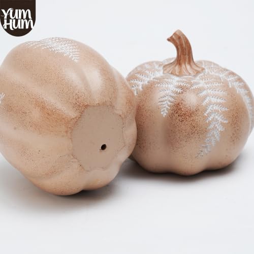 2Pcs Resin Pumpkin Figurines (Fern Leaf Pumpkin)