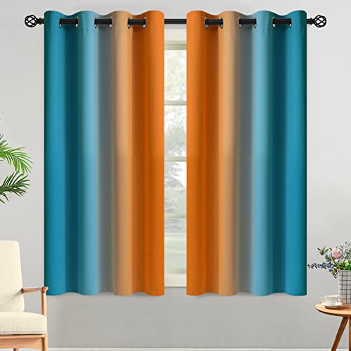 Orange Blue Ombre Curtains 52x54 Inche Long 2 (52"W x 54"L (Pack of 2) / Orange and Blue)