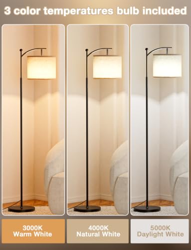 60" Modern Floor Lamp with Beige Shade (Beige & Black / 60 inches)