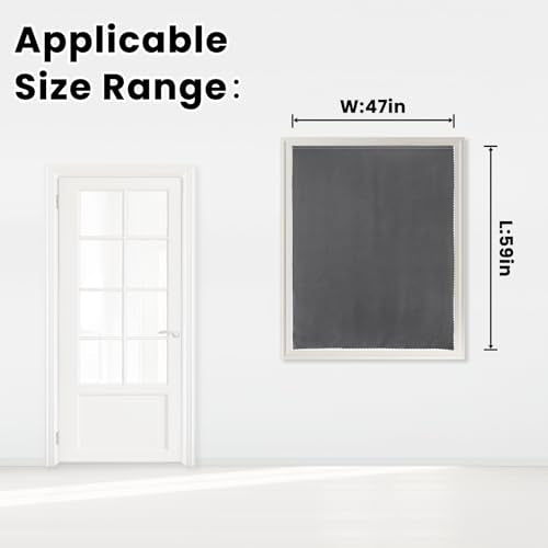 Magic Tape Stick On Curtains Window Shades Pull Down Blackout Window Cover Blackout Curtains for Bedroom No Drillng Self Adhesive Curtains No Rod Small Curtain (47"W x 59"L (Pack of 1) / Grey)