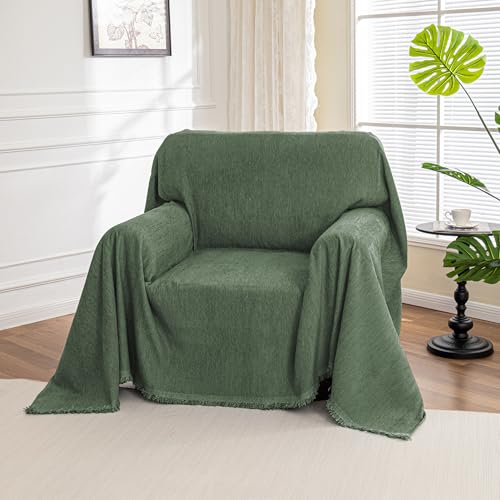 Chair Couch Cover Sectional Couch Covers for Pet Sofa Covers Non Slip Soft Couch Sofa Cover (71" x 91" / Moss Green)