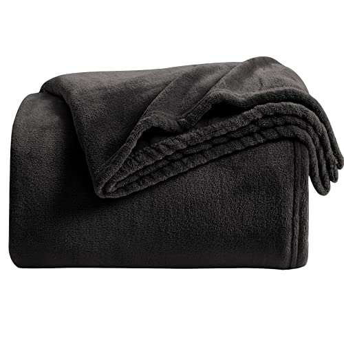 Super Soft Throw Blanket Premium Silky Flannel Fleece Twin Size Black Microfiber Lightweight Blanket All Season Use (Black / Twin(60"x80"))
