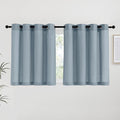 Stone Blue Linen Kitchen Curtains 36 inch Length (Stone Blue / 55"W x 36"L (Pack of 2))