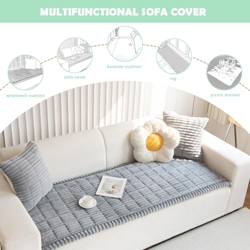 Couch Cover for Dogs Washable Non (Light Gray / 27.6X70.9)