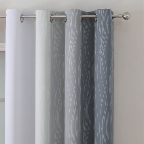 Grey and Greyish White Ombre Blackout Curtains for Bedroom 108 Inch Long (Grey and Greyish White / 52"W x 108"L (Pack of 2))