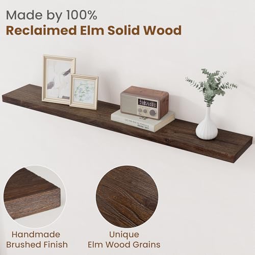 Floating Shelves for Wall Decor (Flat Edge, 48inch, 1Pack / Walnut)