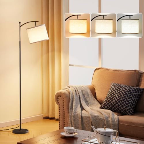 60" Modern Floor Lamp with Beige Shade (Beige & Black / 60 inches)