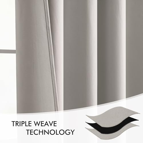 Cobblestone Back Tab Blackout Curtains 52x90 Inch Long 2 Panels Set (Cobblestone / 52"W x 90"L (Pack of 2))