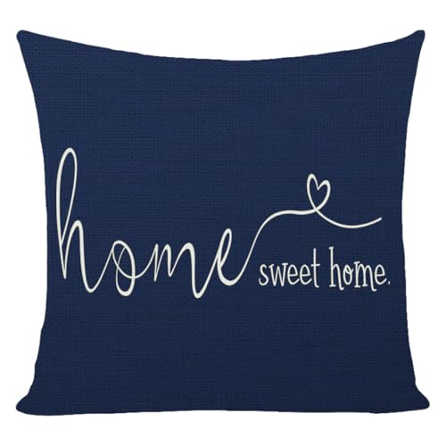 Home Sweet Home Quotes Farmhouse Pillow Covers 18x18 Inch (18" x 18" (Pack of 1) / Blue)