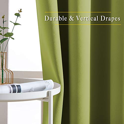 Room Darkening Curtains and Drapes for Window 95" L (Fresh Green / 80"W x 95"L (Pack of 2))