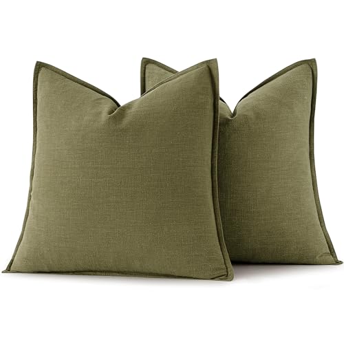 Decorative Linen Euro Sham Pillow Covers 24x24 Inch Green (Green / 24" x 24" (Pack of 2))