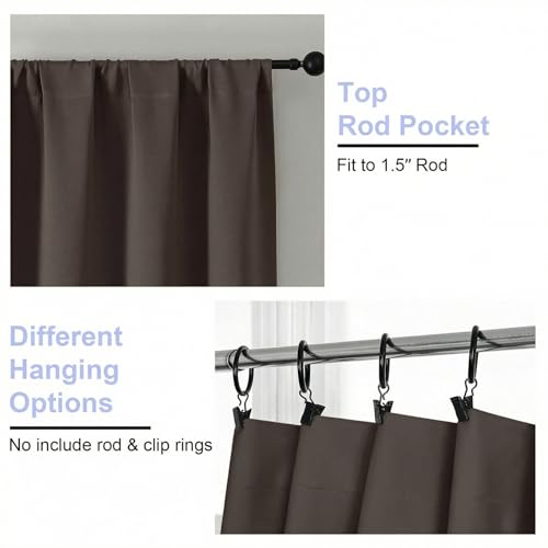Ava Chocolate Short Blackout Curtains for Bedroom 54 Inches Long 2 Panels Set (Chocolate / 40"W x 54"L (Pack of 2))