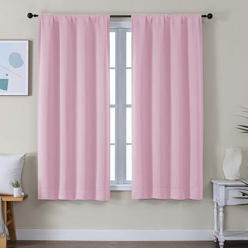 Ava Pink Blackout Curtains for Bedroom 63 Inch Length 2 Panels Set (Pink / 40"W x 63"L (Pack of 2))