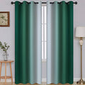 Ombre Dark Green to Grey White Curtains for Living Room 52Wx84L (52"W x 84"L (Pack of 2) / Dark Green)