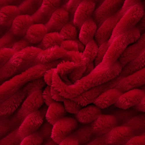 Red Fleece Throw Blanket 90”×90” for Couch Sofa Livingroom (Red / 90×90inch)