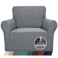 1 Piece Jacquard Chair Slipcovers for Living Room High Stretch Chair Covers with Arms Anti Slip Pets Friendly Couch Sofa Armchair Cover Furniture Protector (Small (31"-46") / Light Grey)
