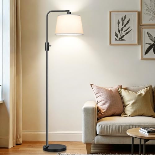 Upgraded】 Dimmable Floor Lamp (Matte Black-White Shade)