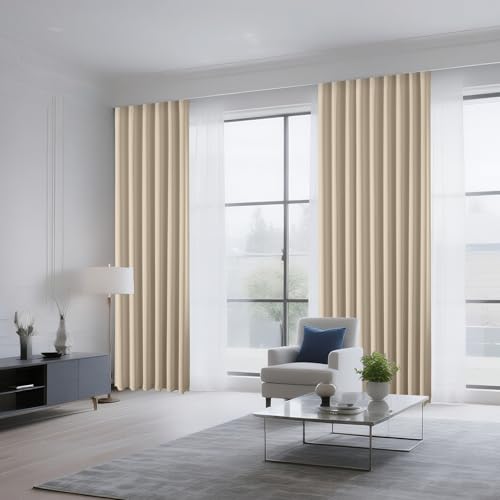 Light Beige Blackout Curtains 84 inch Length 2 Panels Set (Light Beige / 52"W x 84"L (Pack of 2))