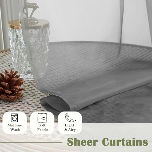 Charcoal Grey Sheer Curtains 120 Inches Long 2 Pcs (Charcoal Grey / 59"W x 120"L (Pack of 2))