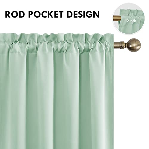 Blackout Curtains for Bedroom Living Room 52 x 63 Inch Long 2 Panels (Light Green / 52"W x 63"L (Pack of 2))