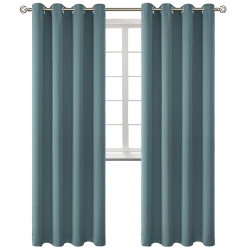 Stone Blue Blackout Curtains for Living Room 84 Inch Long (Stone Blue / 52"W x 84"L (Pack of 2))