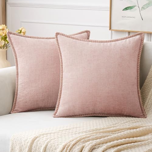 Decorative Couch Throw Pillow Covers 16x16 Inch Pink 2 Pack (Pink / 16" x 16" (Pack of 2))